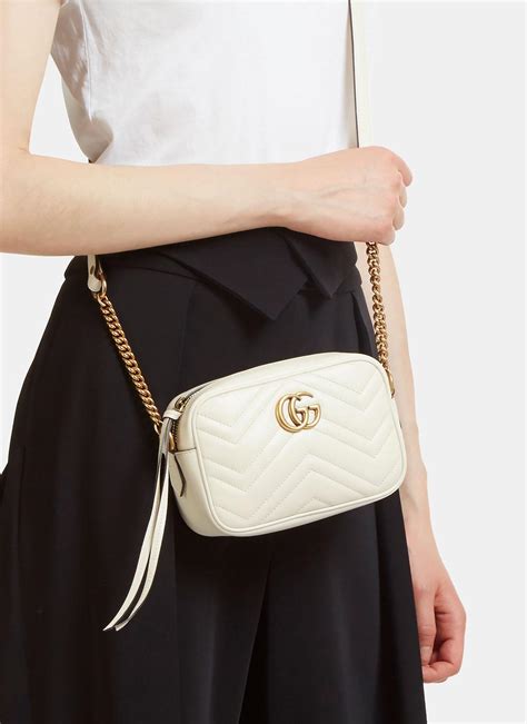 gucci gg marmont mini chain bag white